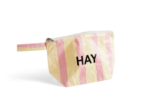 Candy Stripe Wash Bag - Small Red and Yellow
