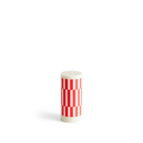 Column Candle - Small - Off-White And Red