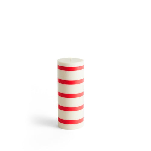 Column Candle - Medium - Off-White And Red