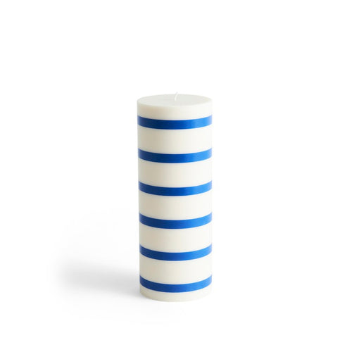 Column Candle - Large Off-White And Blue