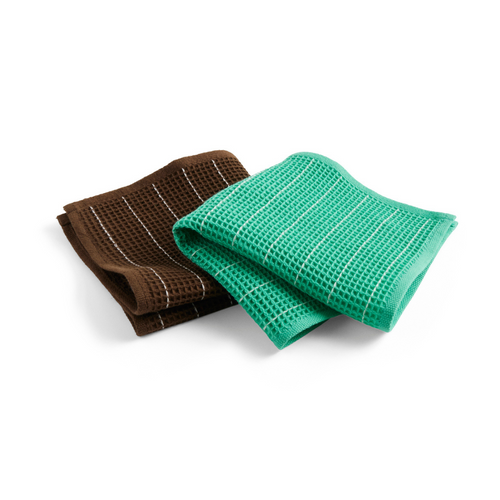 Canteen Dish Cloth - Set of 2 - Chocolate Pinstripe, Emerald Pinstripe