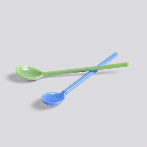 Glass Spoons Sky Blue & Green