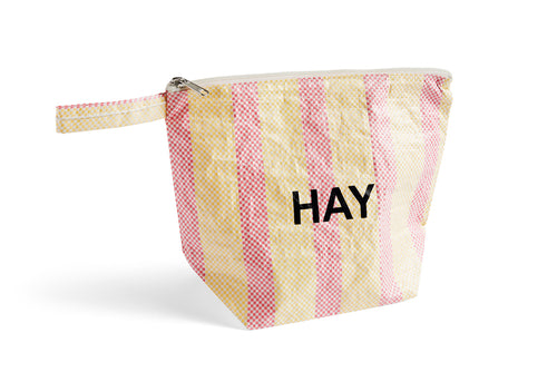 Candy Stripe Wash Bag - Medium Red and Yellow