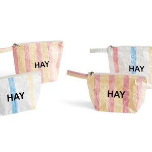 Candy Stripe Wash Bag - Small Red and Yellow