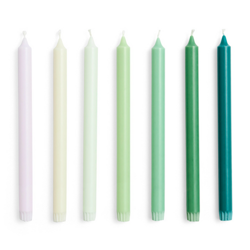 Gradient Candle - Set of 7 - Greens