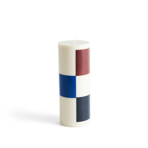 Column Candle - Large - Off-White, Brown, Black & Blue