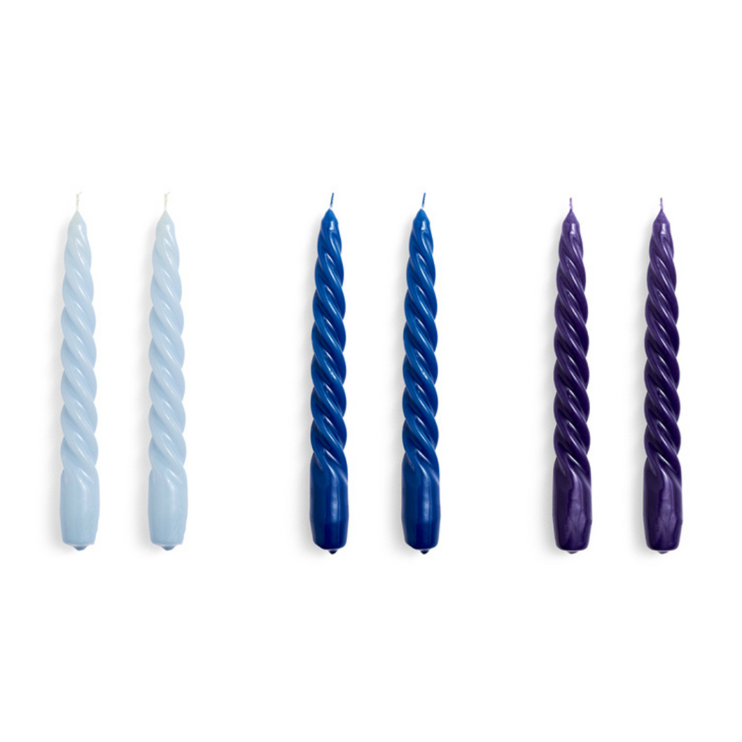 Candle - Twist (6) L Blue, Blue & Purple