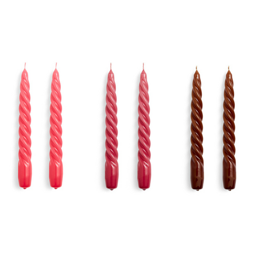 Candle - Twist (6) Raspberry, Punch & Brown