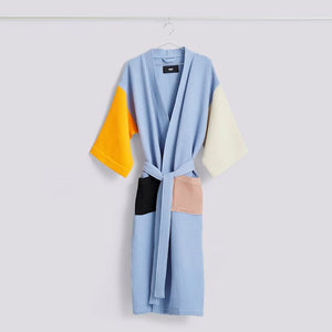 Waffle Bathrobe - Dusty Blue Multi
