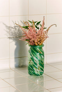 Splash Vase Roll Neck Small - Green Swirl