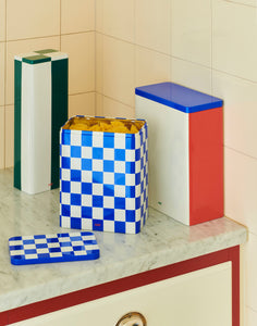 Tin Container-X-Large-Off-white, blue and red