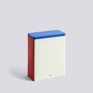 Tin Container-X-Large-Off-white, blue and red