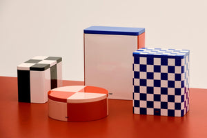 Tin Container-X-Large-Off-white, blue and red