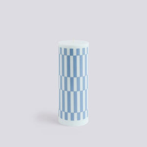 Column Candle-Large-Light blue and dusty blue check