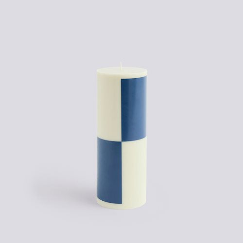 Column Candle-Large-Milky green and dark blue