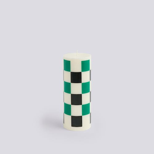 Column Candle-Medium-Off-white, green and black check