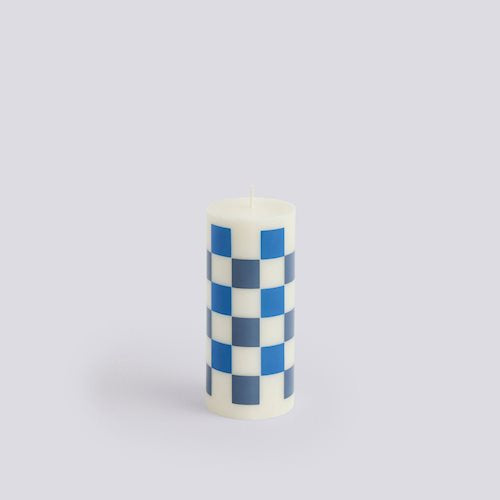 Column Candle-Small-Off-white and blues