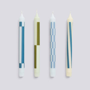 Pattern Candle-Green and blues, Set of 4