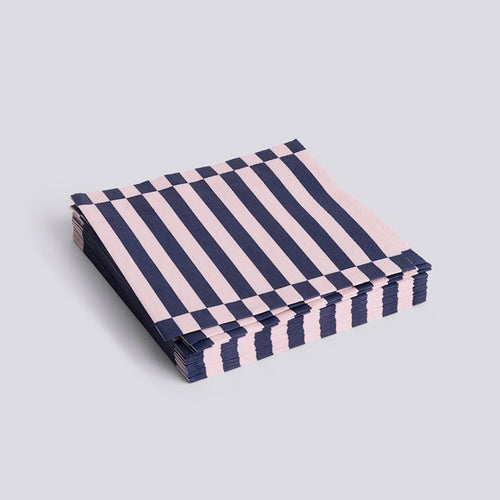 Pattern Napkins-Set of 20 Dinner-Light Pink and Dark Blue Pillar Stripe