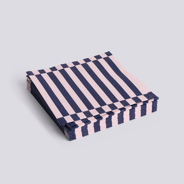 Pattern Napkins-Set of 20 Dinner-Light Pink and Dark Blue Pillar Stripe