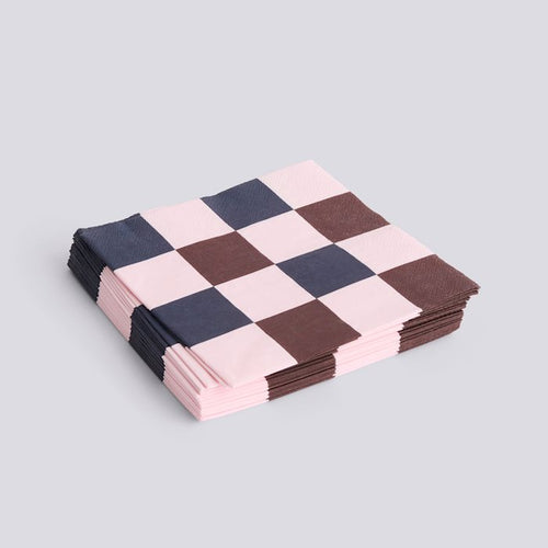 Pattern Napkins-Set of 20 Dinner-Light Pink, Bordeaux and Black M Check