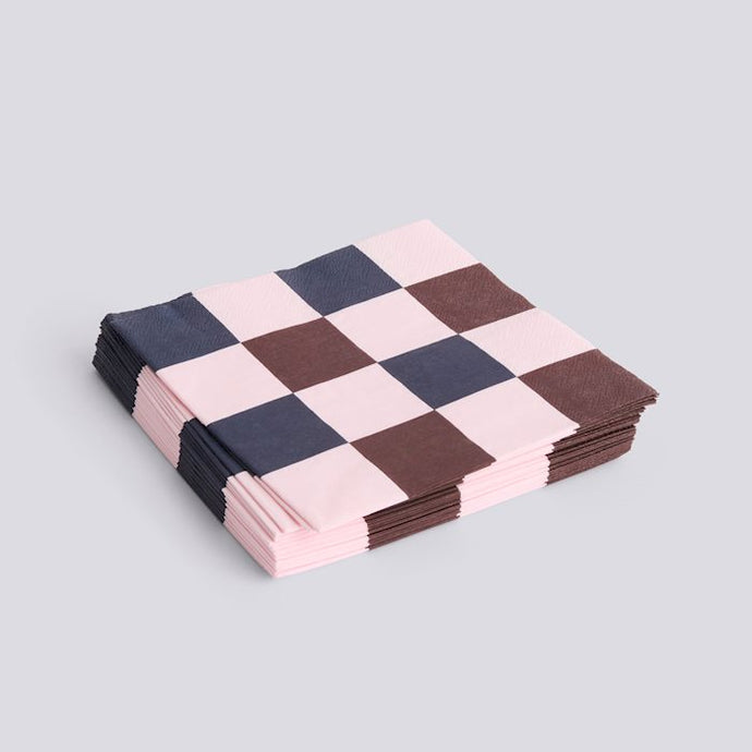 Pattern Napkins-Set of 20 Dinner-Light Pink, Bordeaux and Black M Check