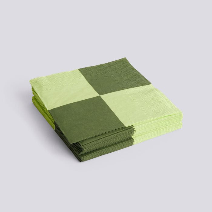 Pattern Napkins-Set of 20 Dinner-Light Green and Dusty Green L Check