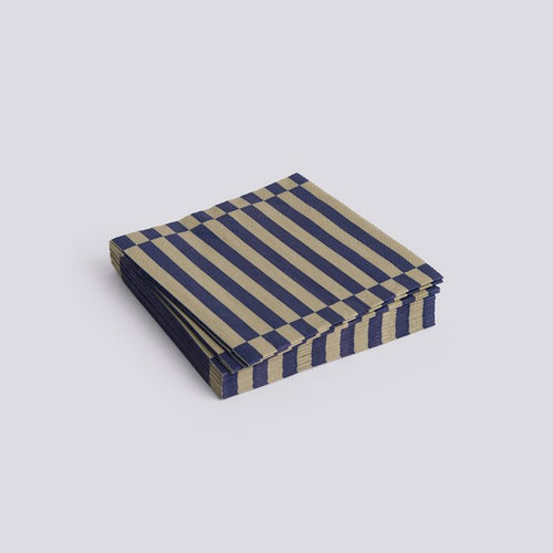 Pattern Napkins-Set of 20 Lunch-Dark Blue and Dark Sand Pillar Stripe