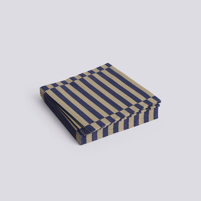 Pattern Napkins-Set of 20 Lunch-Dark Blue and Dark Sand Pillar Stripe