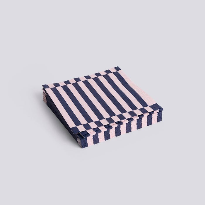 Pattern Napkins-Set of 20 Lunch-Light Pink and Dark Blue Pillar Stripe