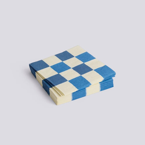 Pattern Napkins-Set of 20 Lunch-Off-White and Blues M Check