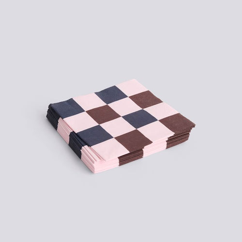 Pattern Napkins-Set of 20 Lunch-Light Pink, Bordeaux and Black M Check
