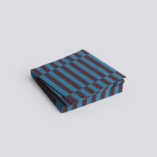 Pattern Napkins-Set of 20 Lunch-Anthracite and Bordeaux Pillar Stripe