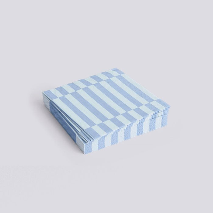Pattern Napkins-Set of 20 Lunch-Light Blue and Dusty Blue Pillar Stripe