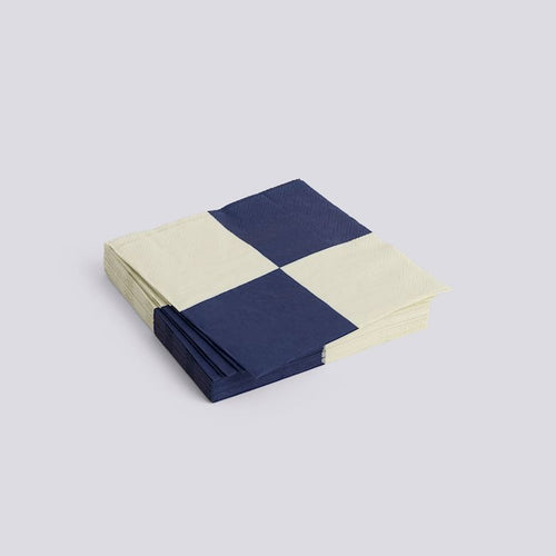 Pattern Napkins-Set of 20 Lunch-Off-White and Dark Blue L Check