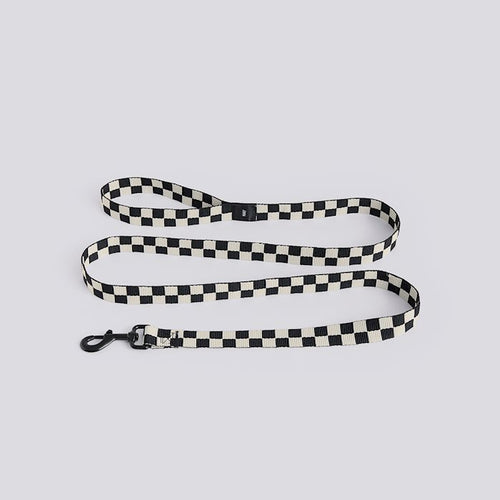 HAY Dogs Leash- Flat Check- Black, White