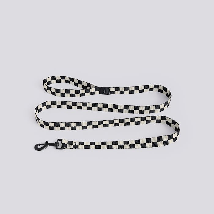HAY Dogs Leash- Flat Check- Black, White
