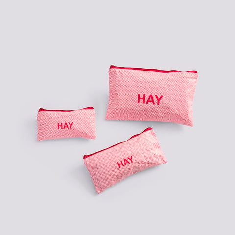 Candy Mono Wash Bag, Flat Set of 3, Pink