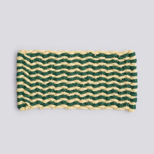 Coco Door Mat-Stripe Wave-Dark green and white