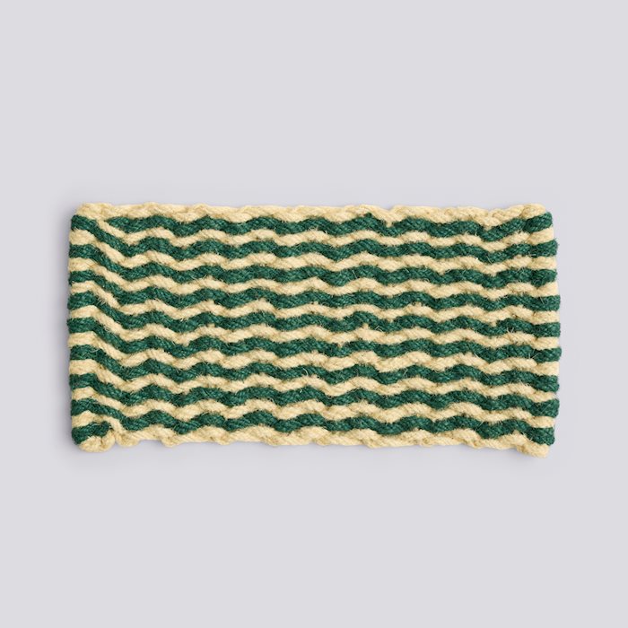 Coco Door Mat-Stripe Wave-Dark green and white