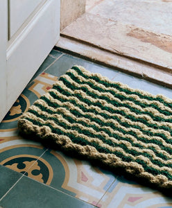 Coco Door Mat, Stripe Wide, Black, White