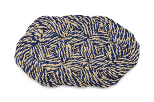 Coco Door Mat Swirl - Blue and Off-White