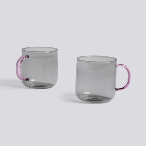 Borosilicate Cup Pink w/ grey handle
